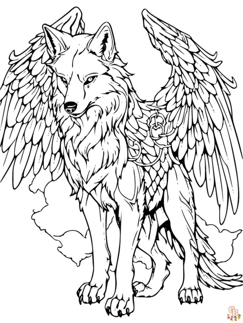 wolf with wings coloring pages