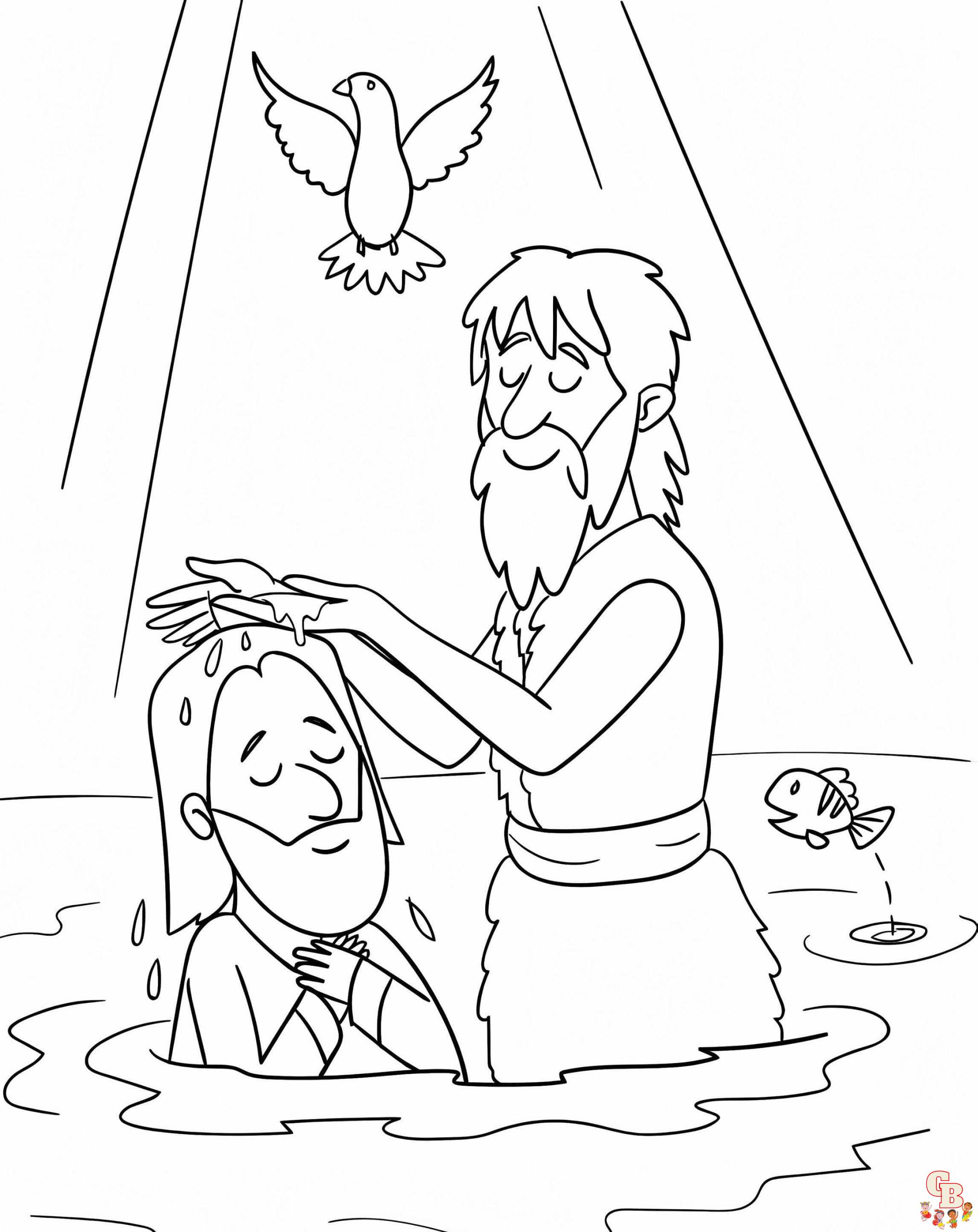 Baptism coloring pages printable free