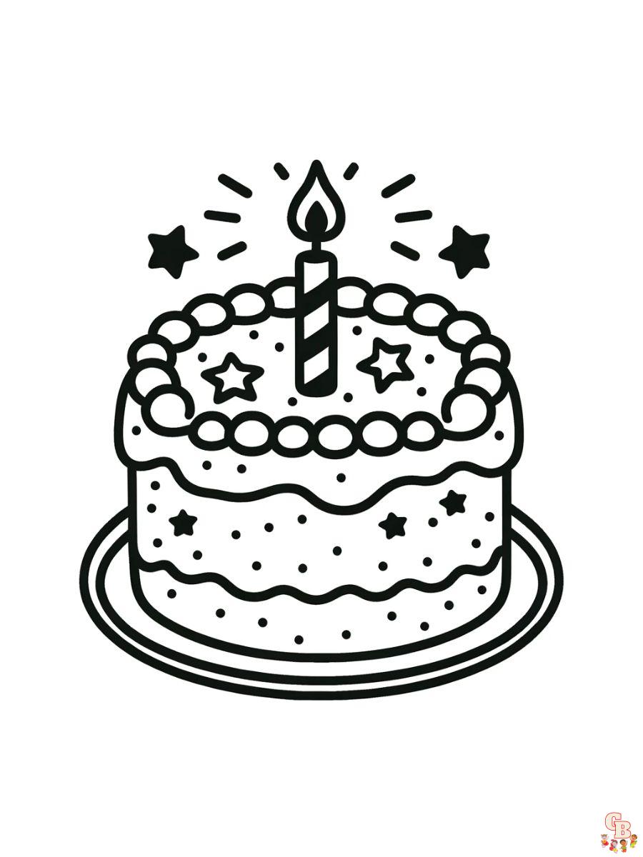 Birthday Cake Coloring Pages easy