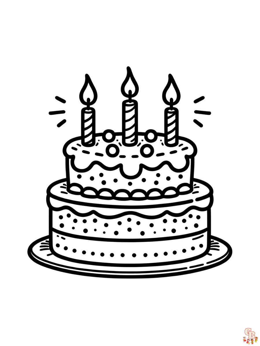 Birthday Cake Coloring Pages for kids