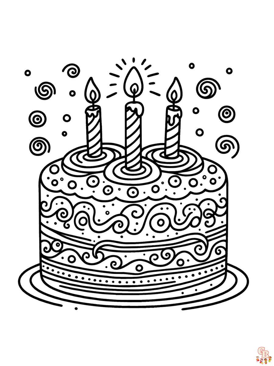 Birthday Cake Coloring Pages free