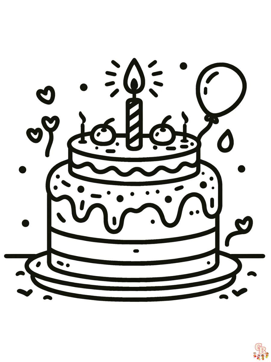 Birthday Cake Coloring Pages to print