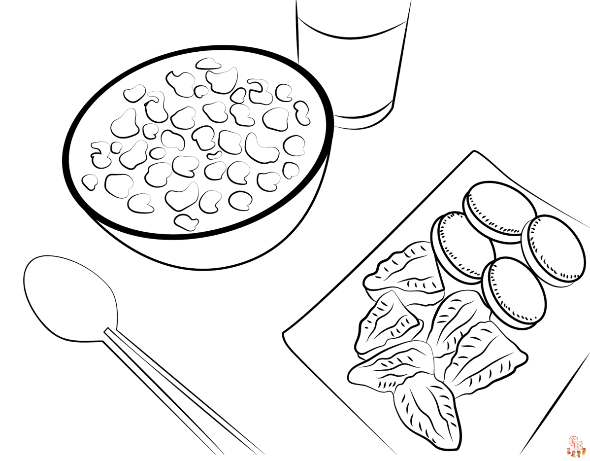 Breakfast coloring pages to print