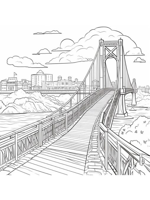 Printable Bridge Coloring Pages Free For Kids And Adults