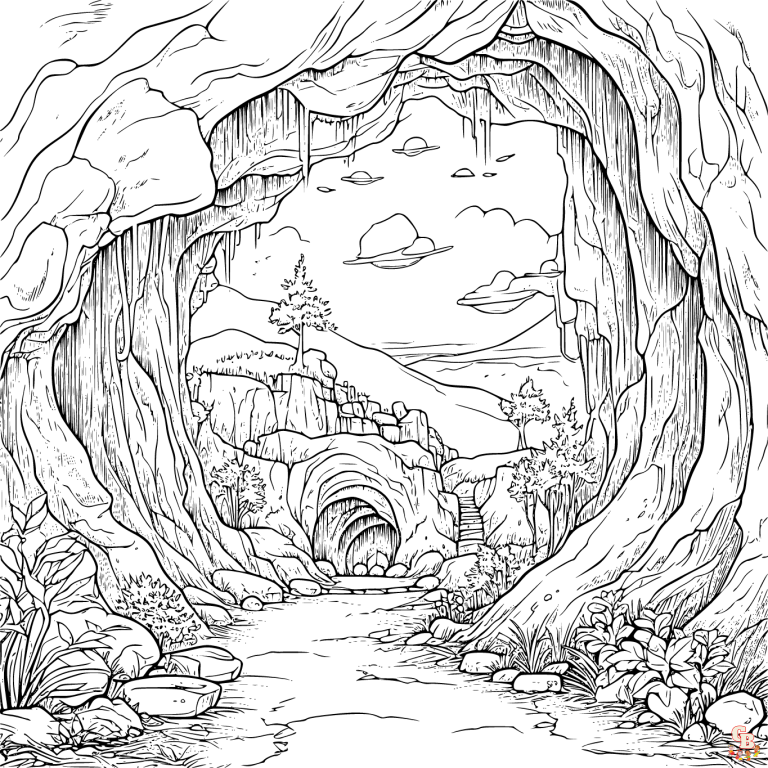 Printable Cave Coloring Pages Free For Kids And Adults