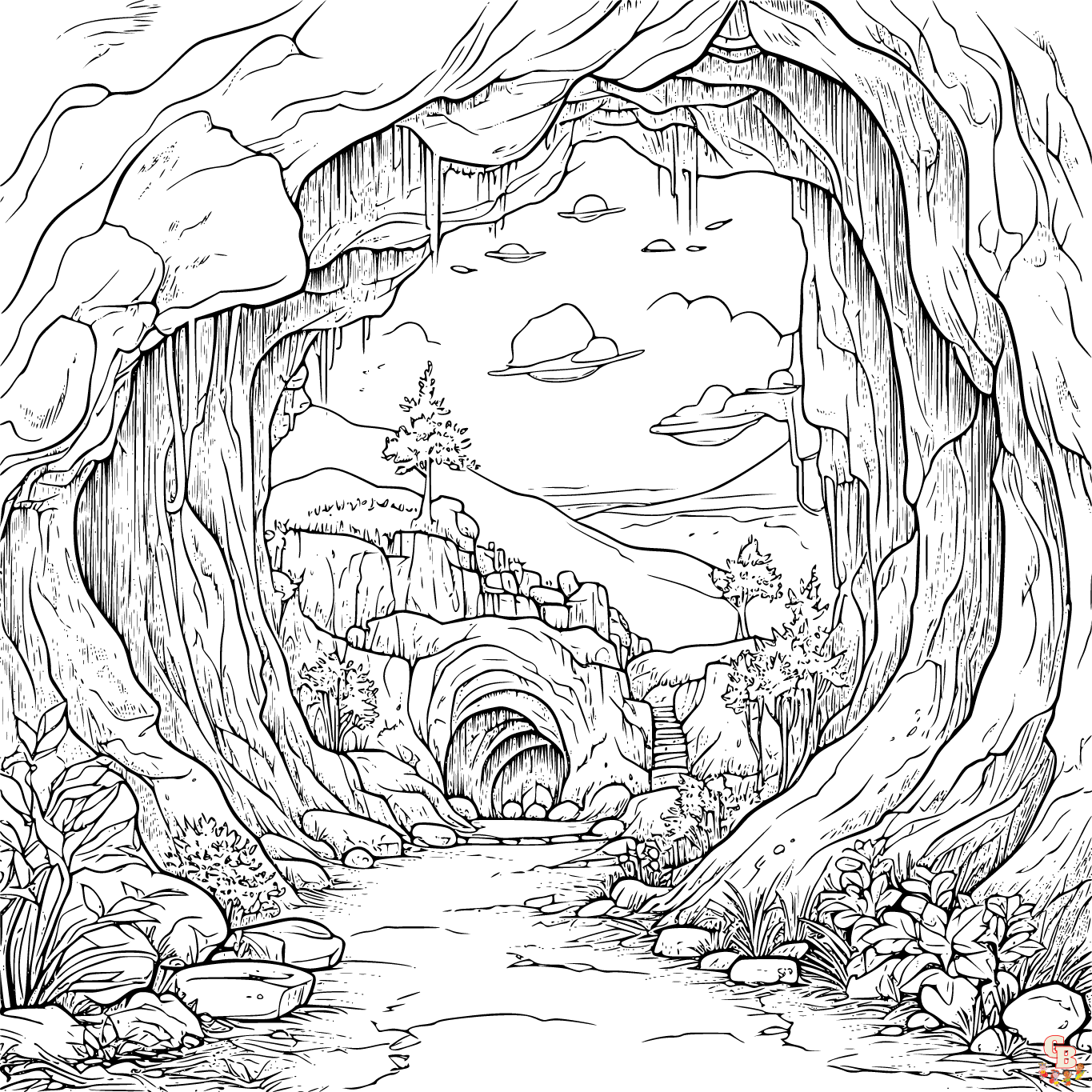 Cave Coloring Sheets