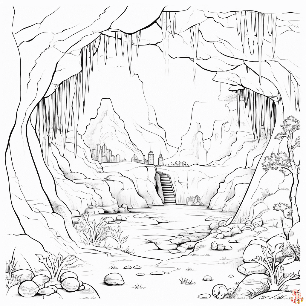 Cave coloring pages free