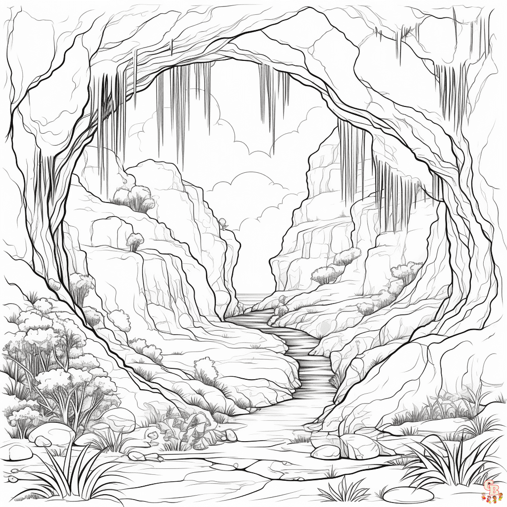 Cave coloring pages printable free