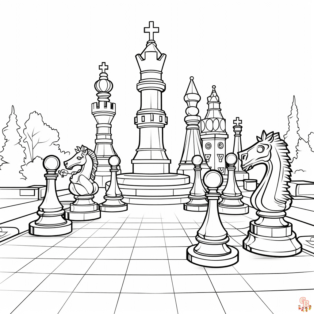 Páginas para colorir de xadrez para impressão grátis para crianças e adultos