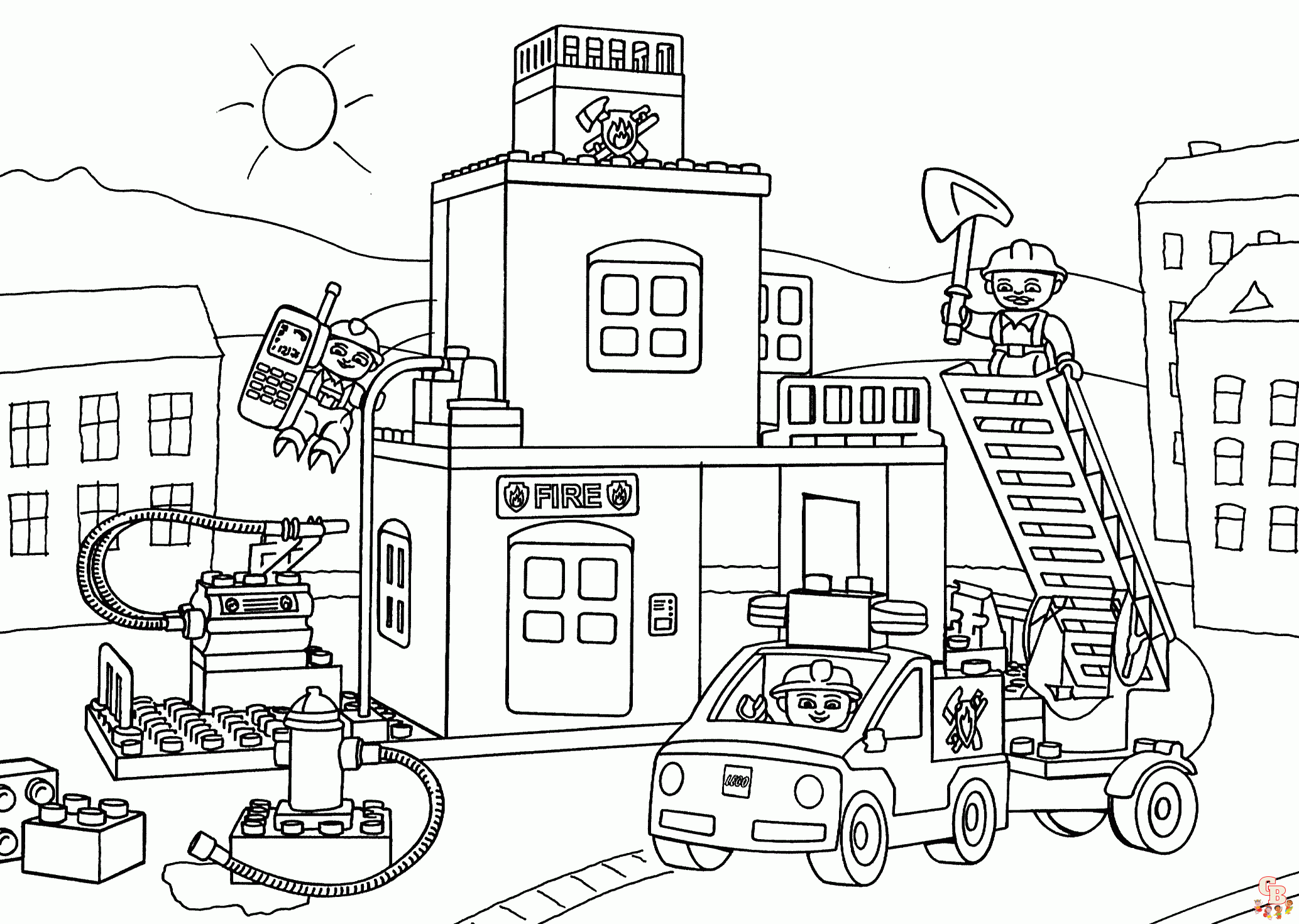 Fire station Coloring Sheets