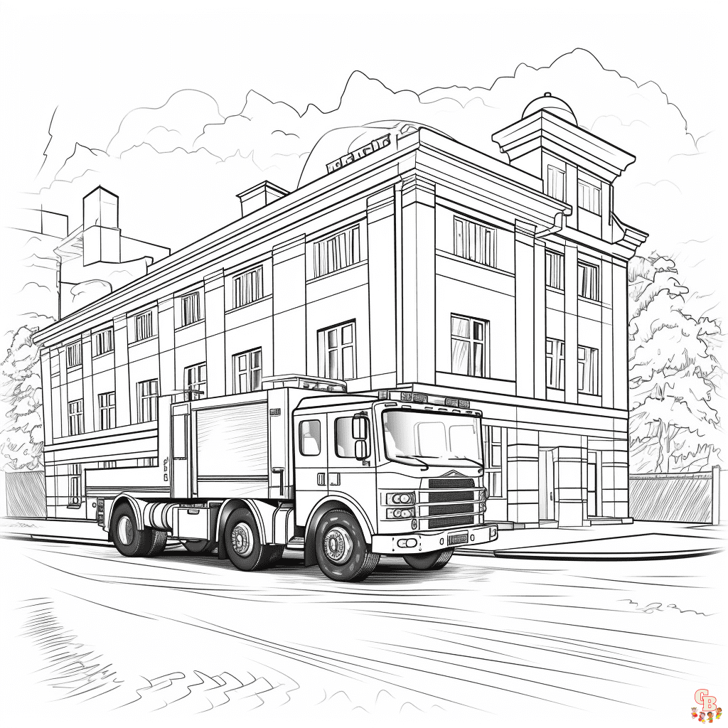 Fire station coloring pages free