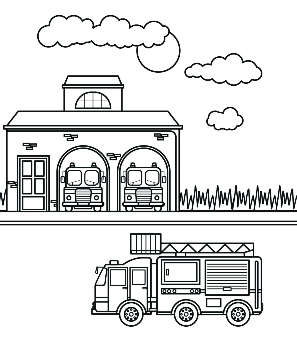 Printable Fire Station Coloring Pages Free For Kids And Adults