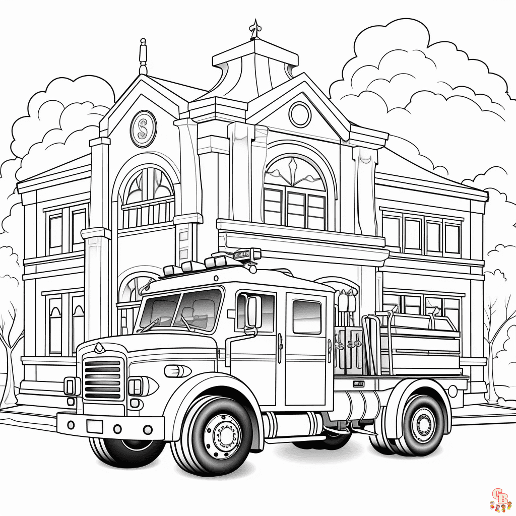 Fire station coloring pages printable free