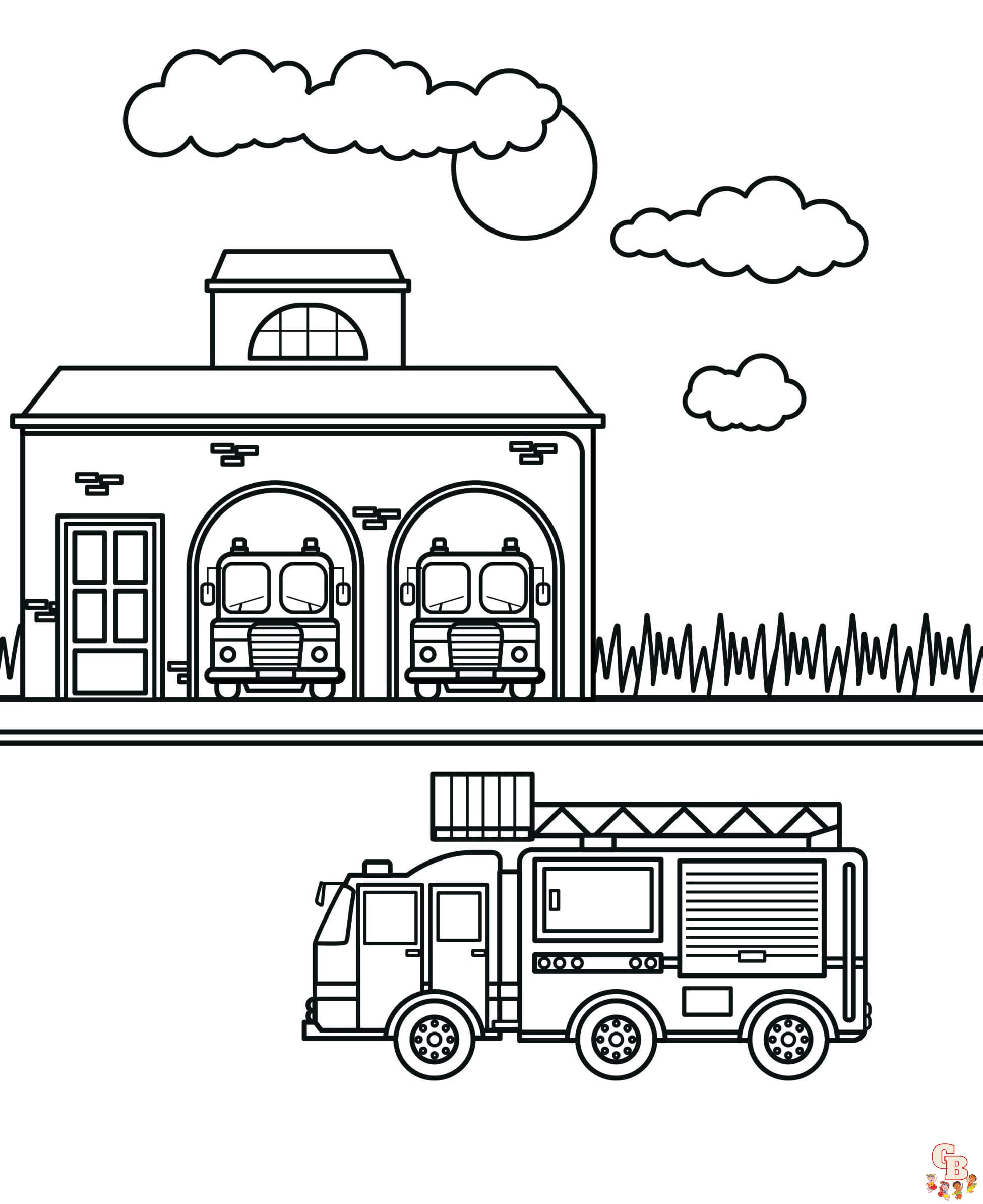 Fire station coloring pages printable