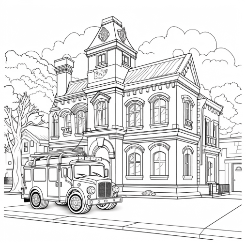 Printable Fire Station Coloring Pages Free For Kids And Adults