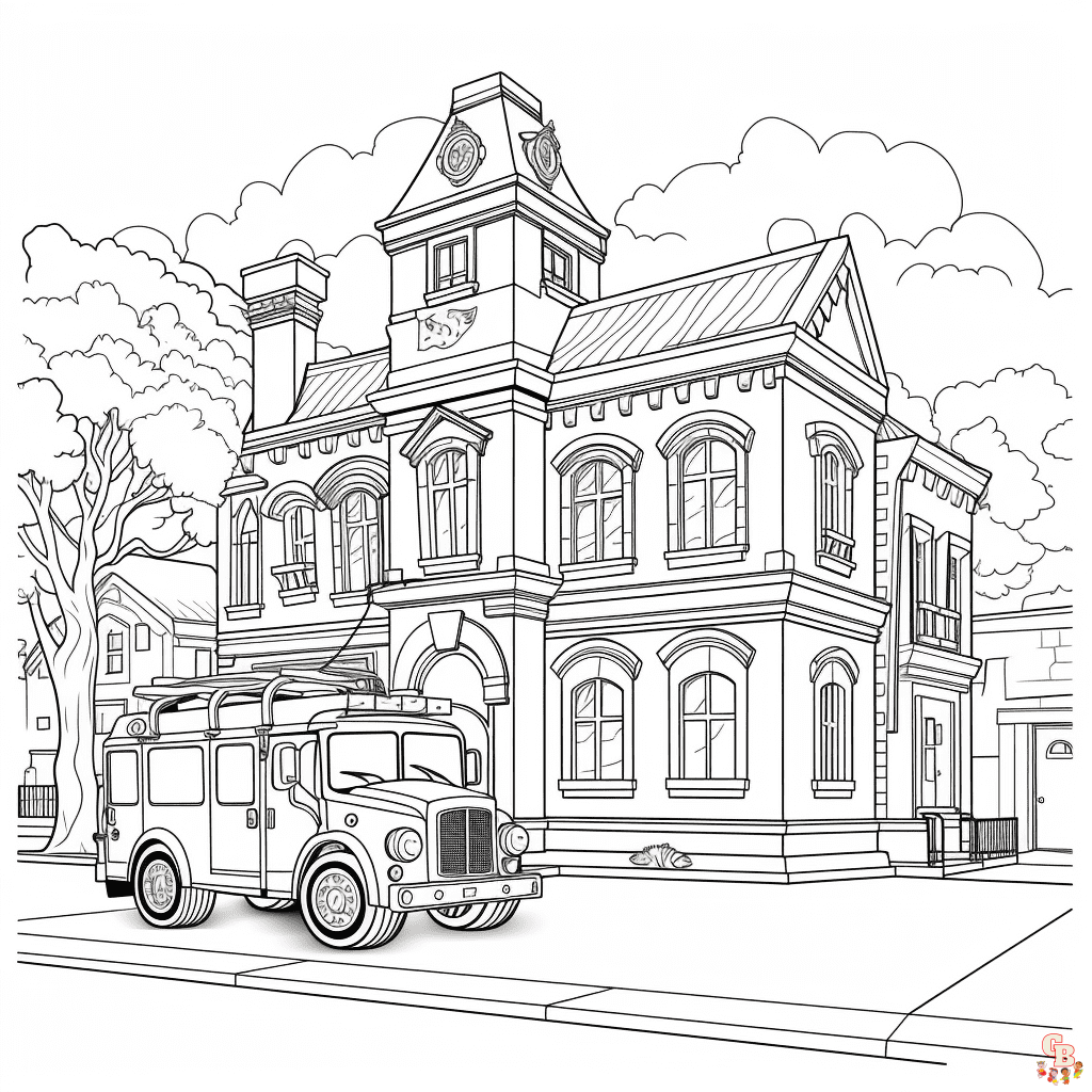 Fire station coloring pages to print