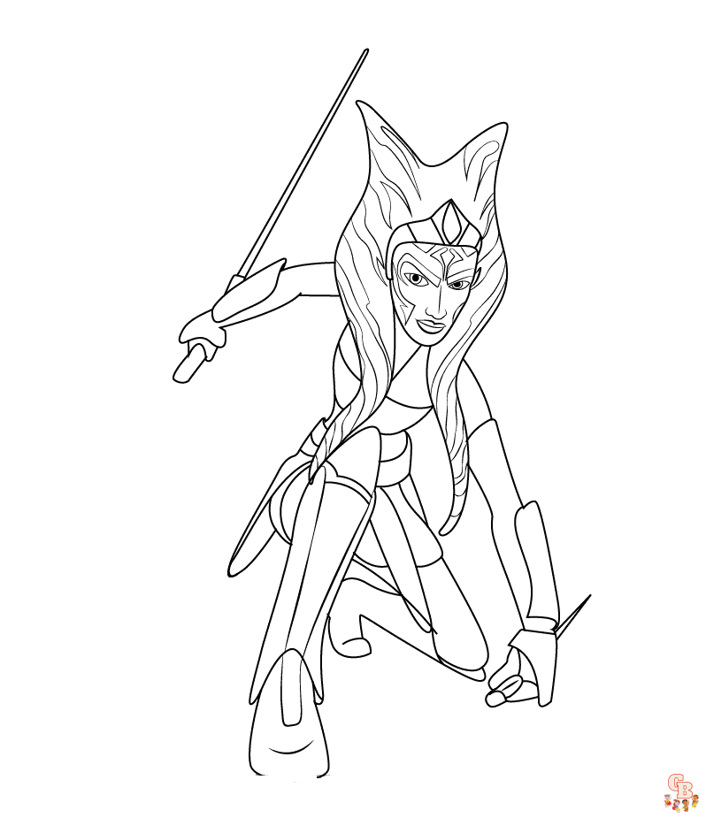 Free Ahsoka Tano coloring pages for kids