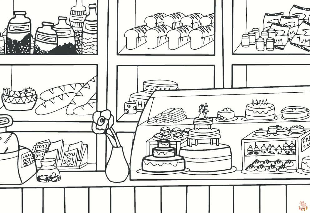 Free Bakery coloring pages for kids