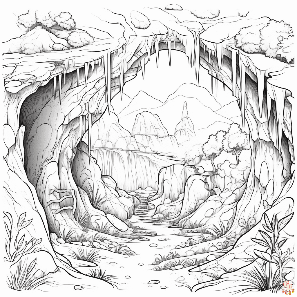 Free Cave coloring pages for kids