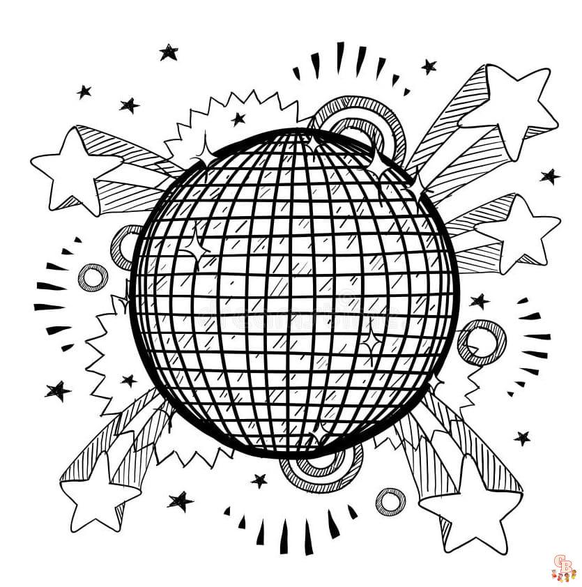 Free Disco ball coloring pages for kids