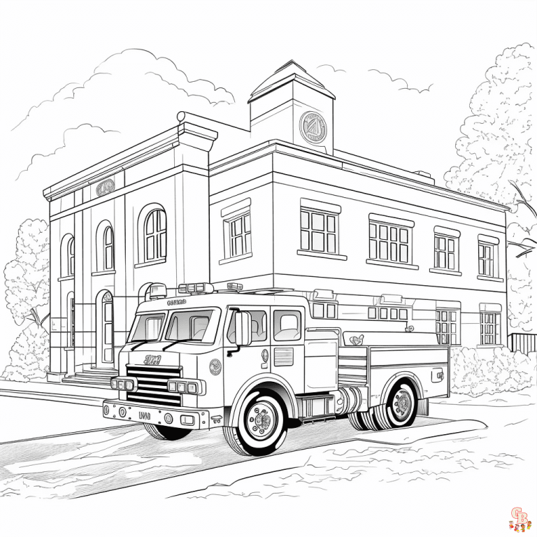 Printable Fire Station Coloring Pages Free For Kids And Adults