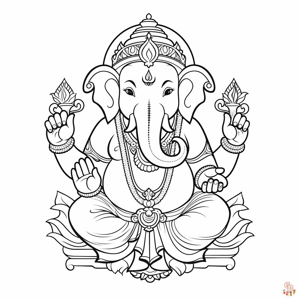 Free Ganesha coloring pages for kids