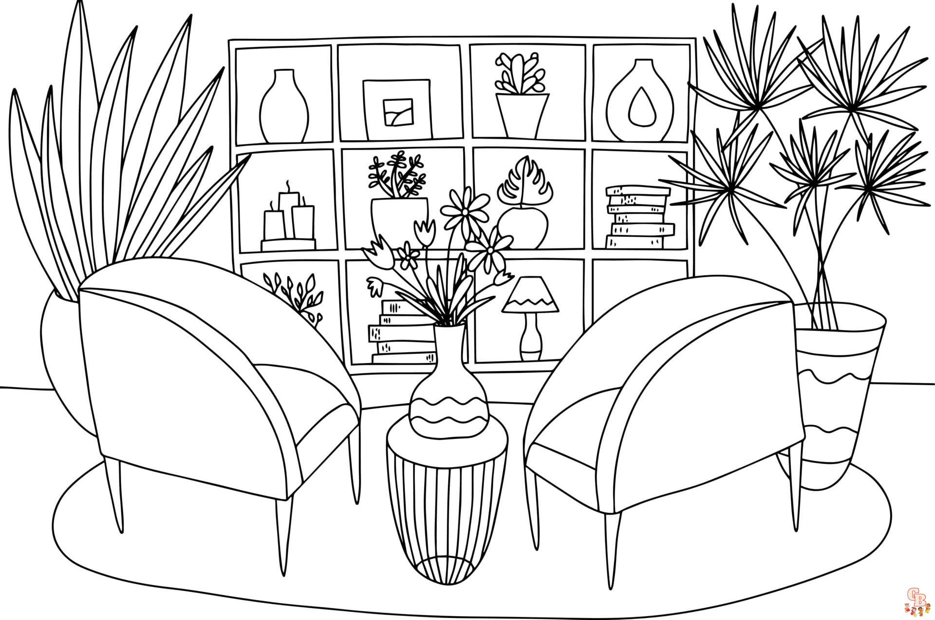 Free Living room coloring pages for kids