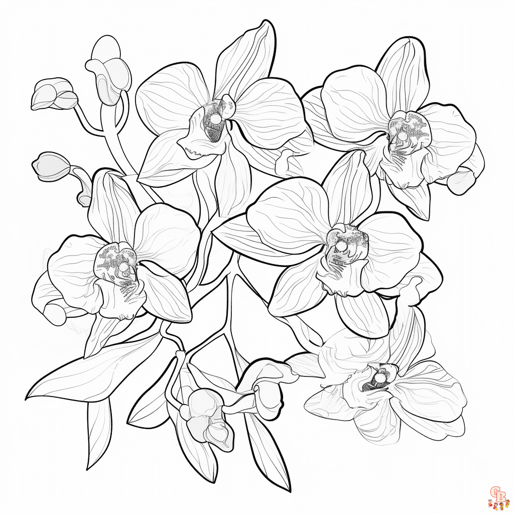 Free Orchid coloring pages for kids