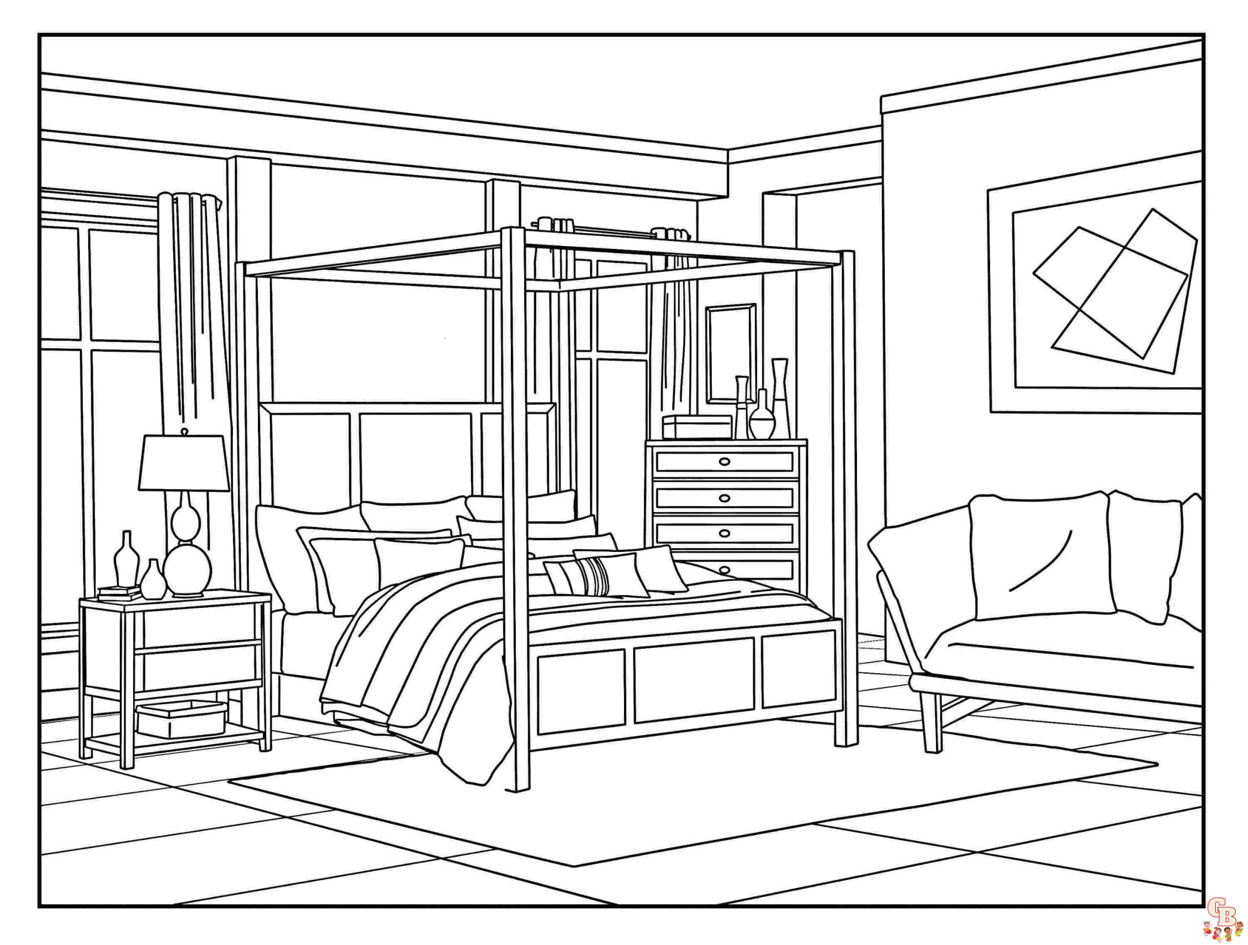 Free Room coloring pages for kids