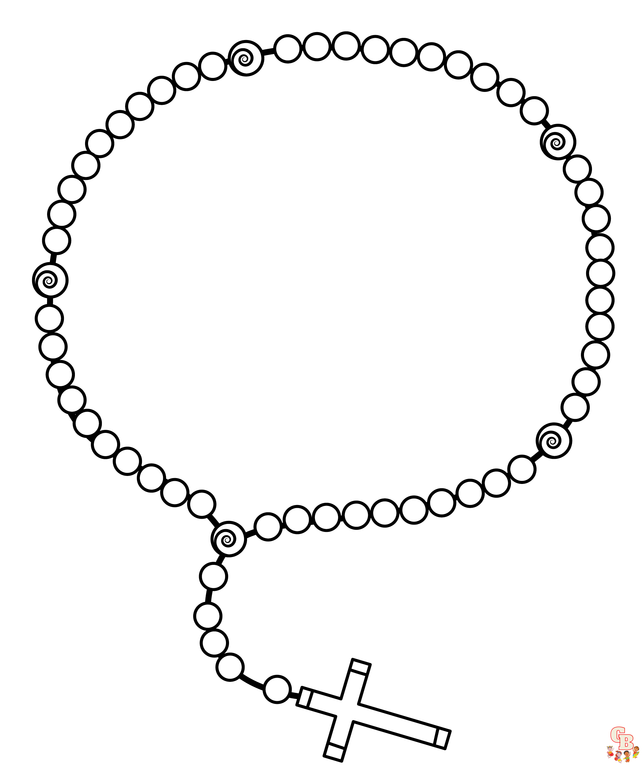 rosary clipart black and white