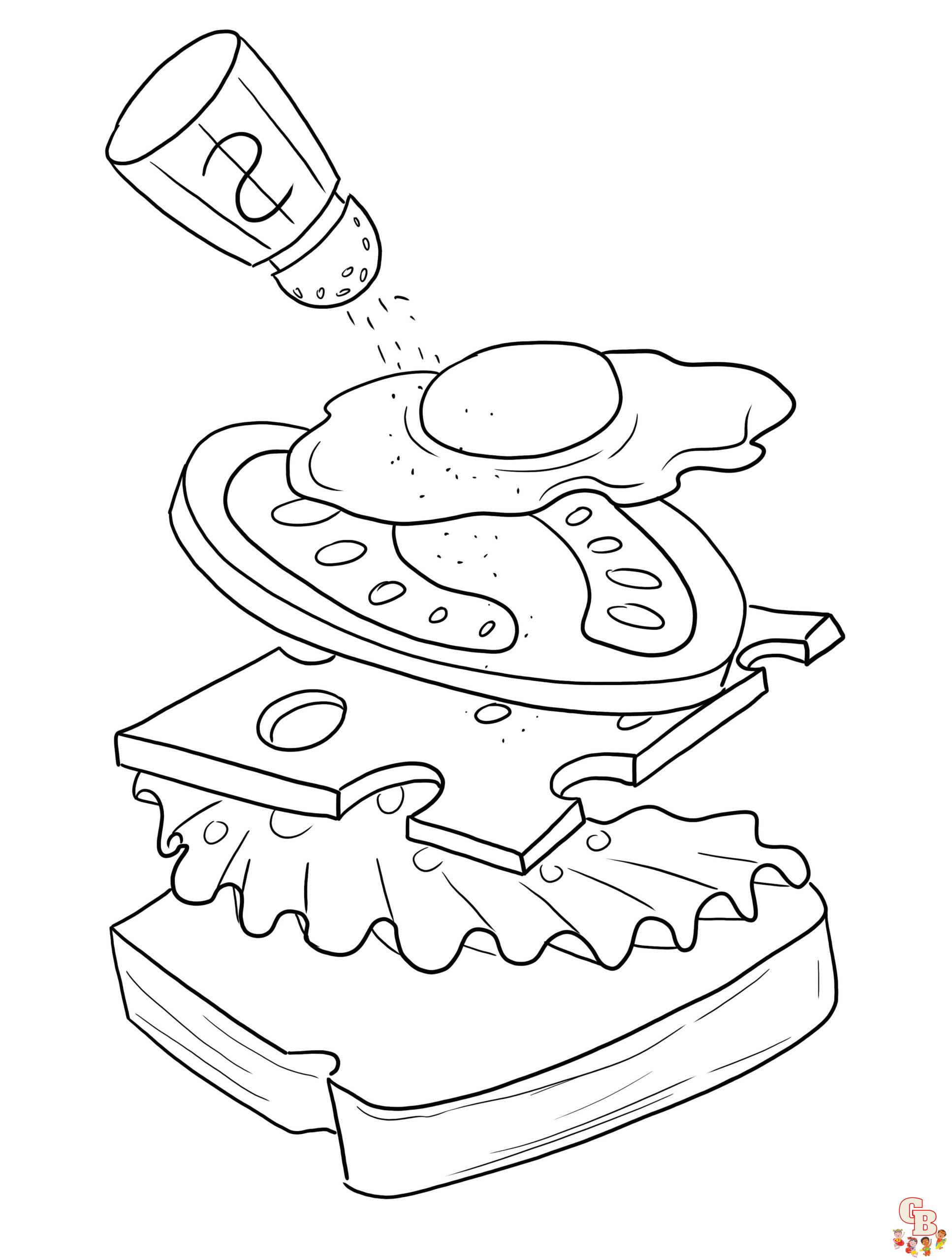 Free Sandwich coloring pages for kids