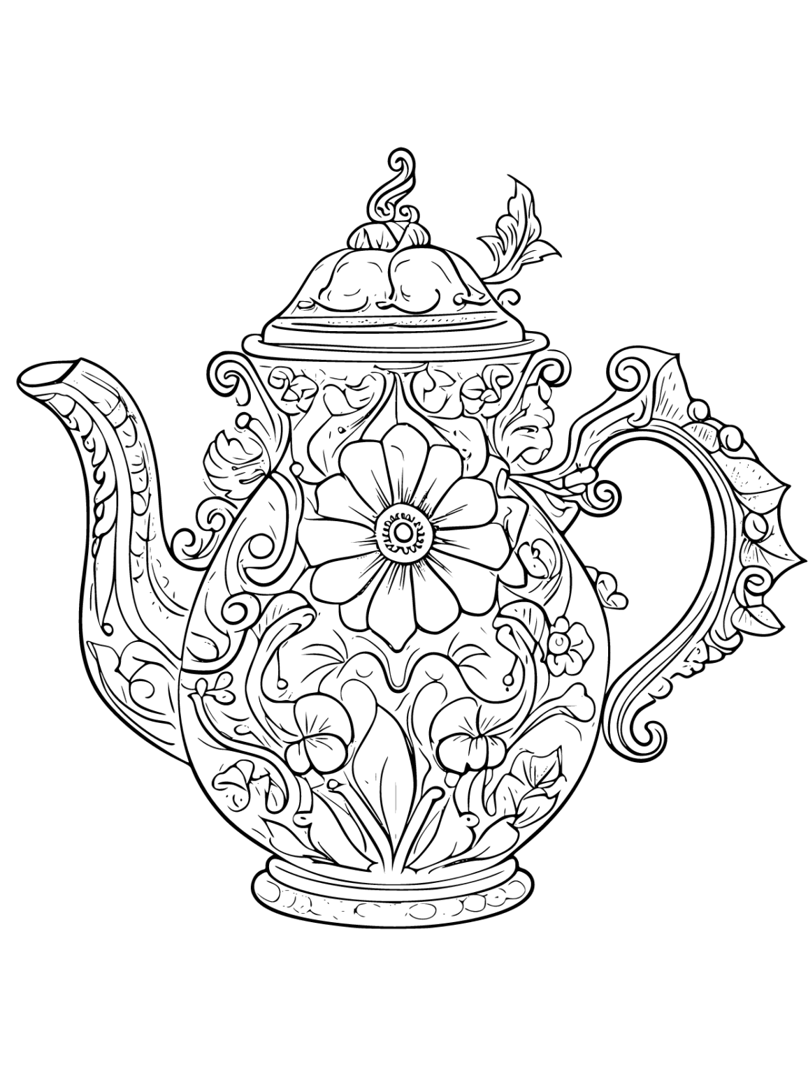 Printable Teapot Coloring Pages Free For Kids And Adults