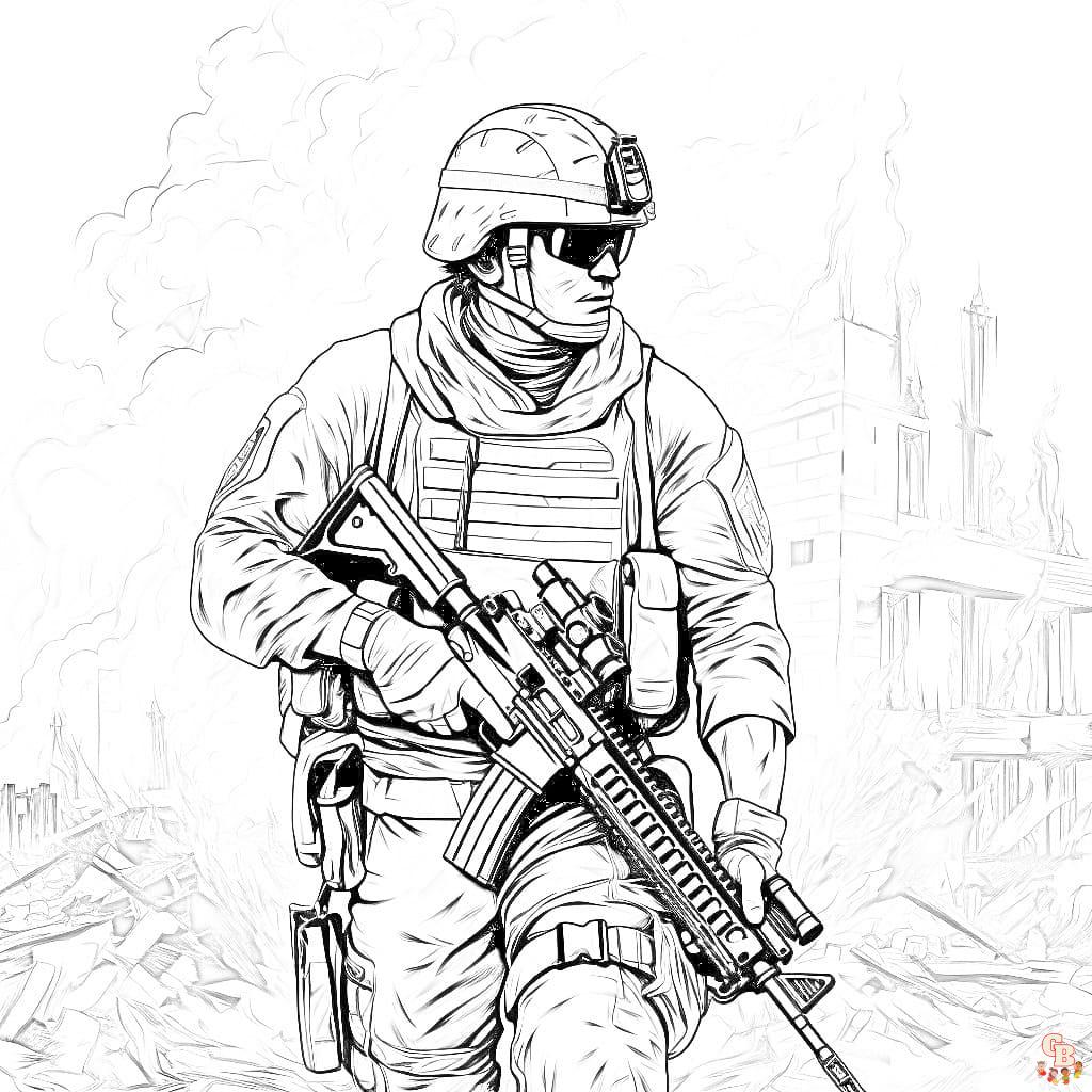 Раскраска солдат на войне 😻 распечатать бесплатно