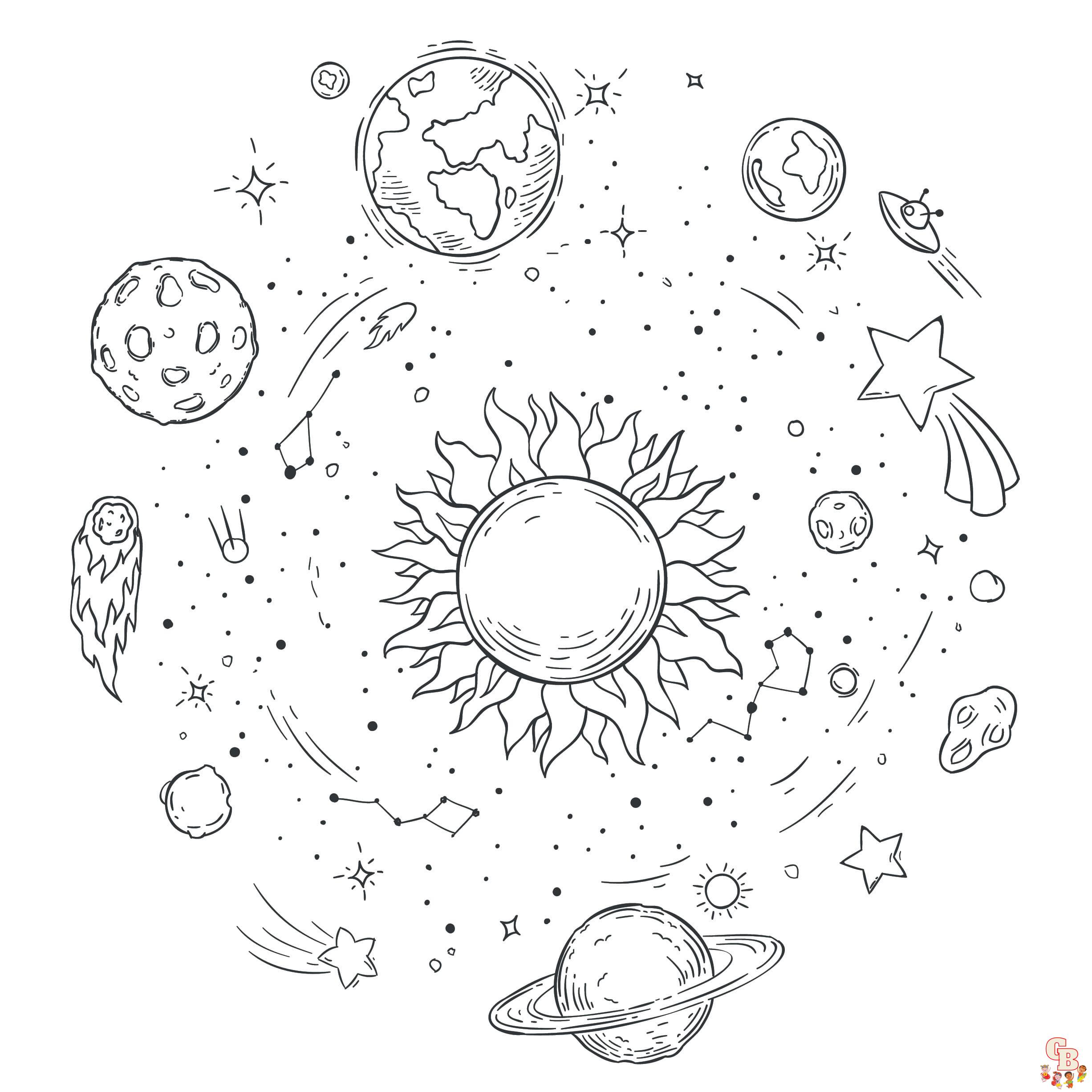 Free celestial coloring pages for kids