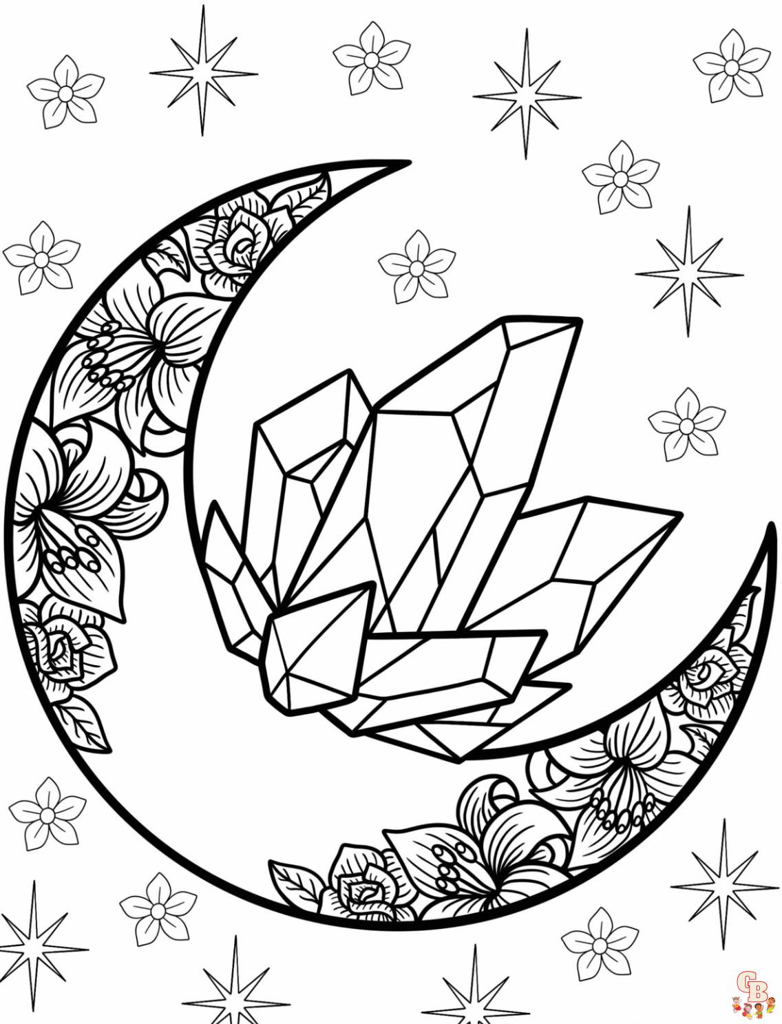 Free crystals coloring pages for kids