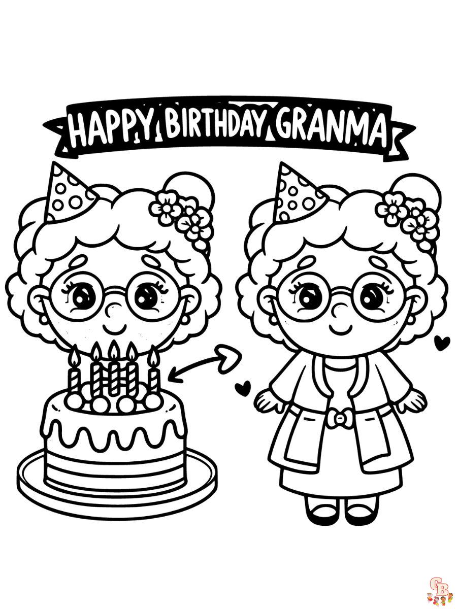 Free happy birthday grandma coloring pages