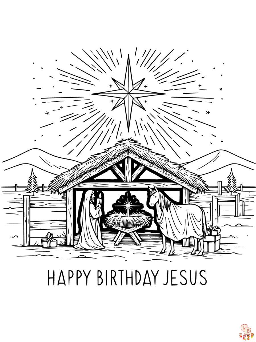 Free happy birthday jesus coloring pages
