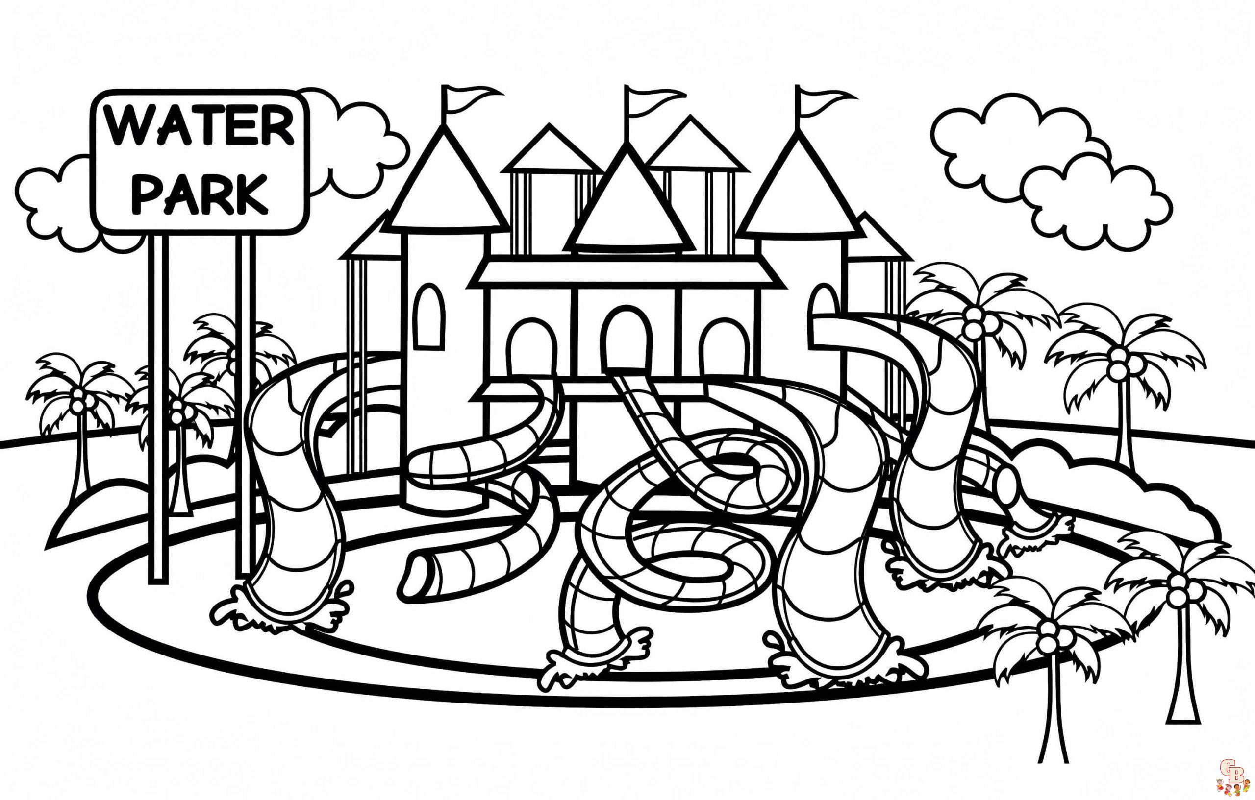 Free waterpark coloring pages for kids