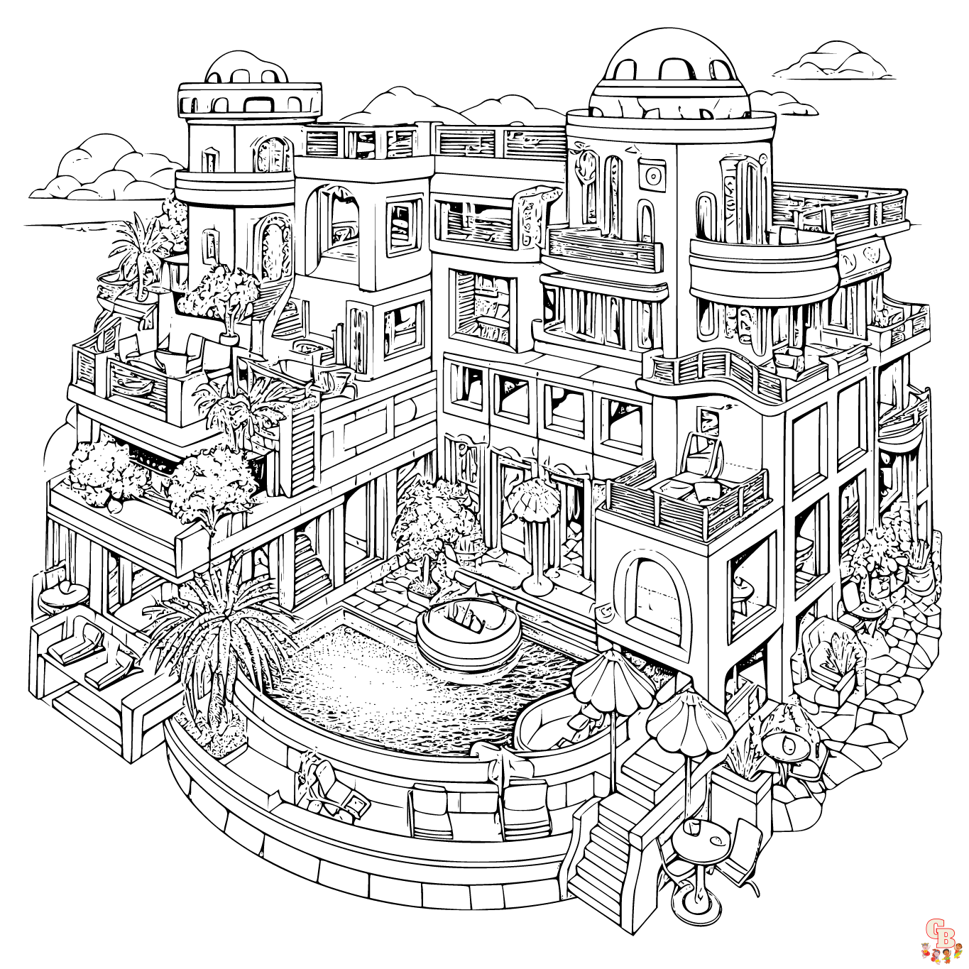 Hotel coloring pages printable