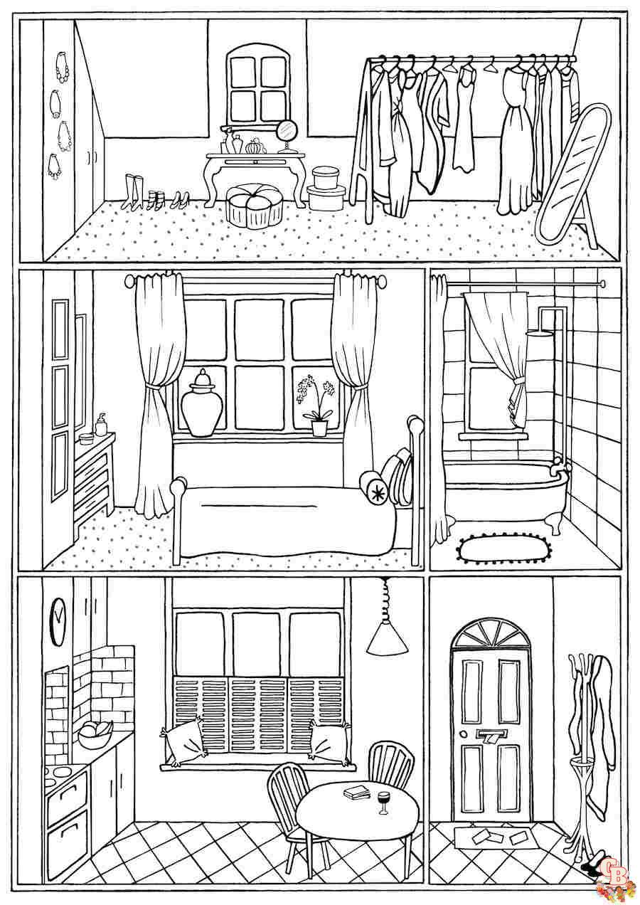 Inside House Coloring Pages: Fun and Free Printable Sheets for Kids