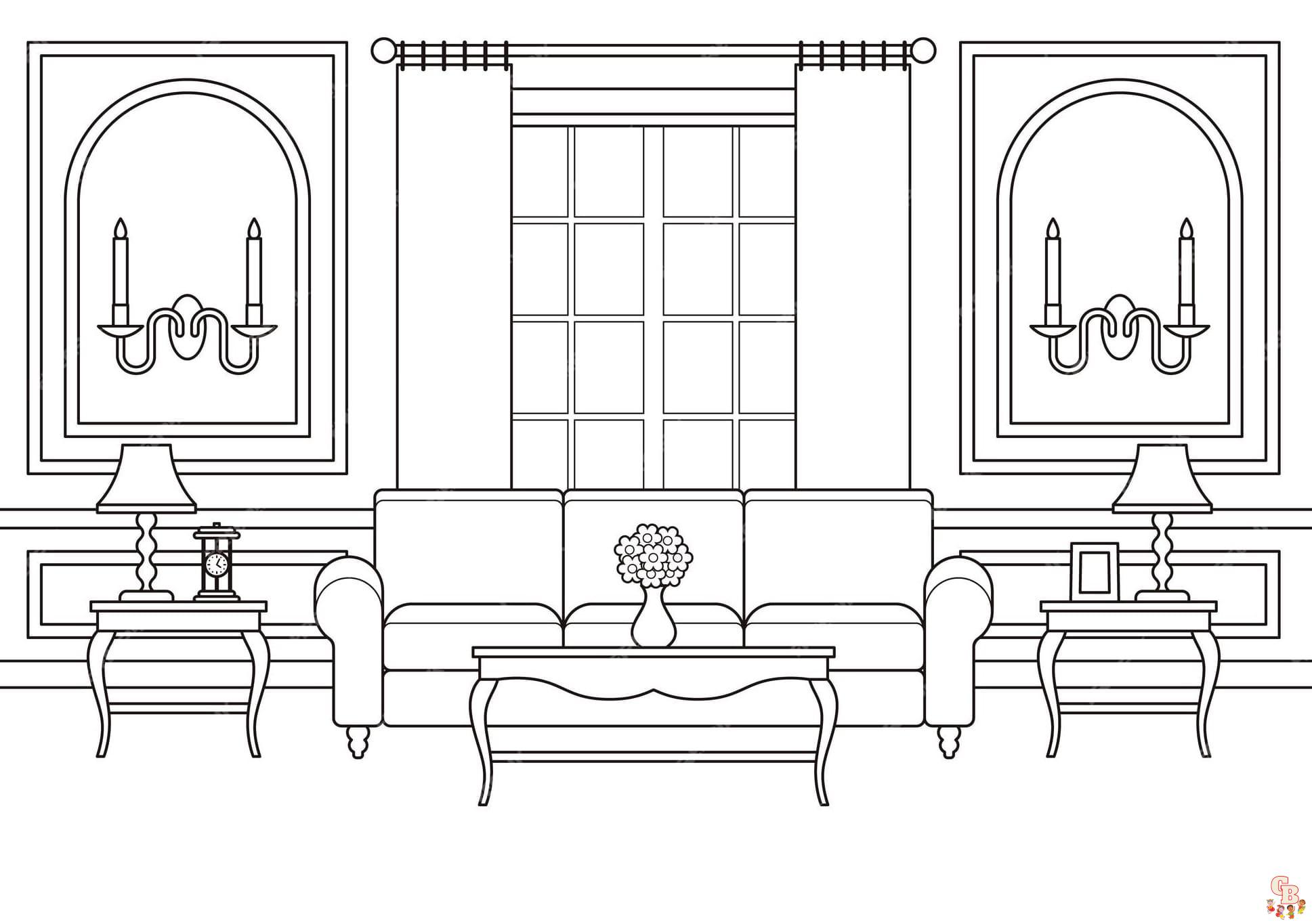 Printable Living Room Coloring Pages Free For Kids And Aduts