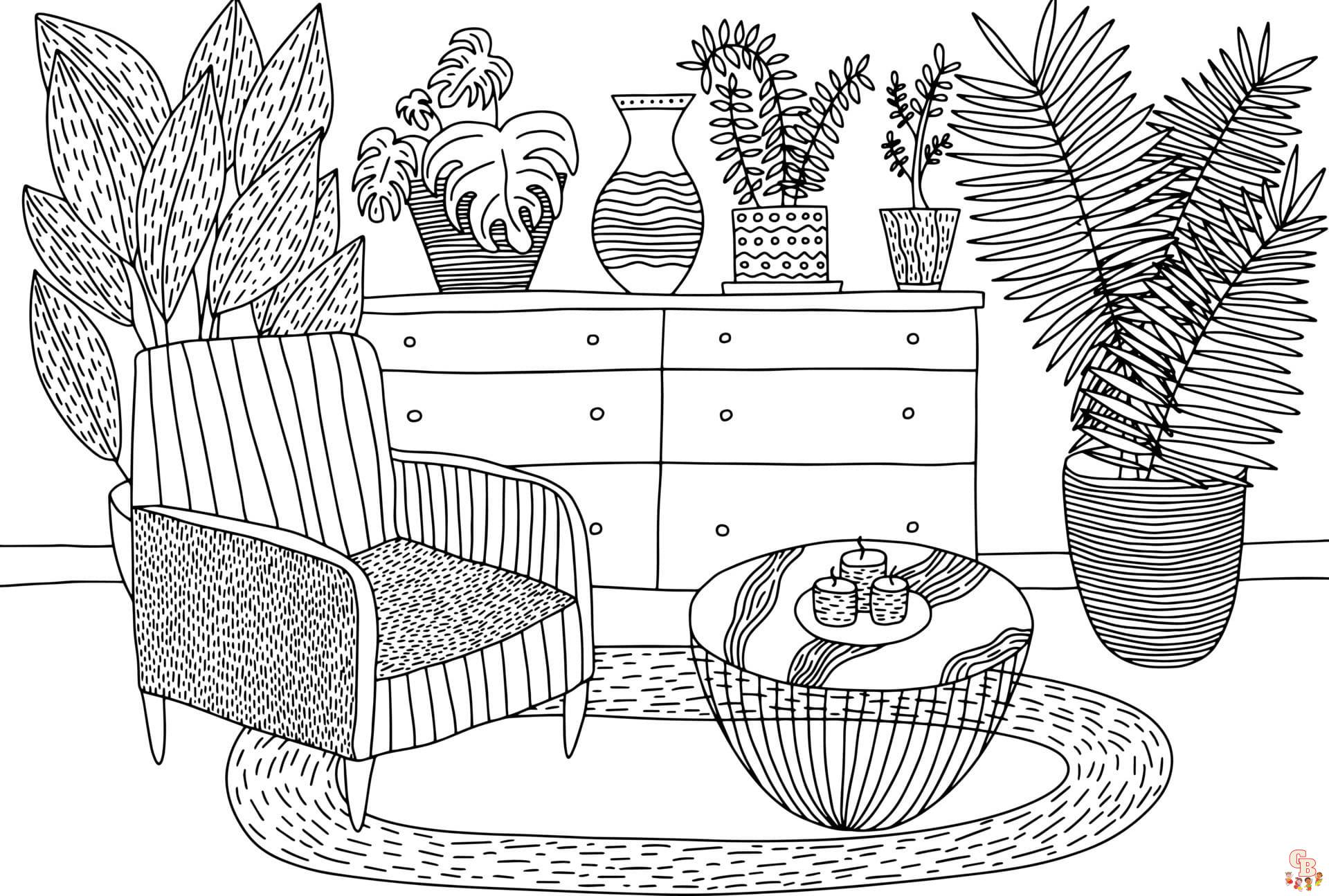 Living room coloring pages printable
