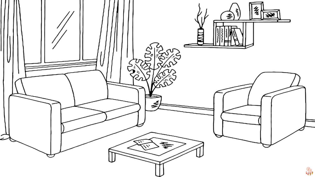Living room coloring pages to print