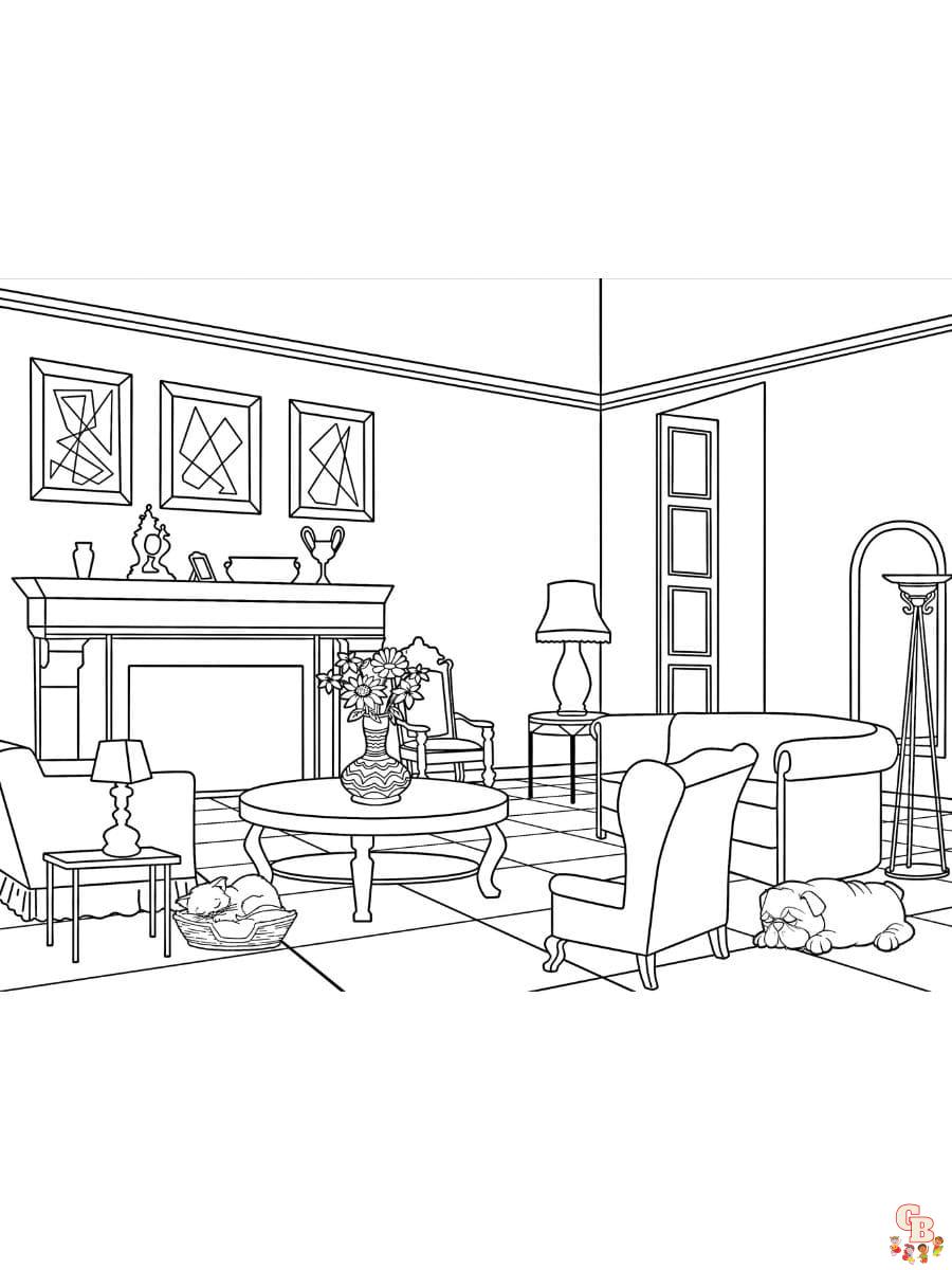 Living room coloring pages