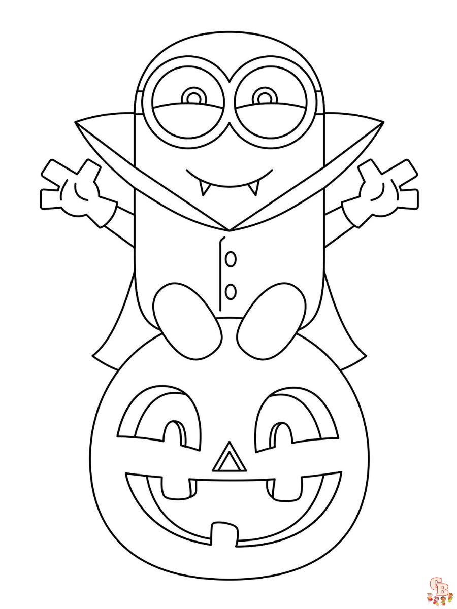 Minion Halloween Coloring Pages for kids