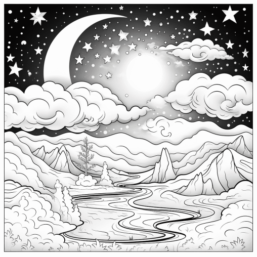 Printable Night Sky Coloring Pages Free For Kids And Adults