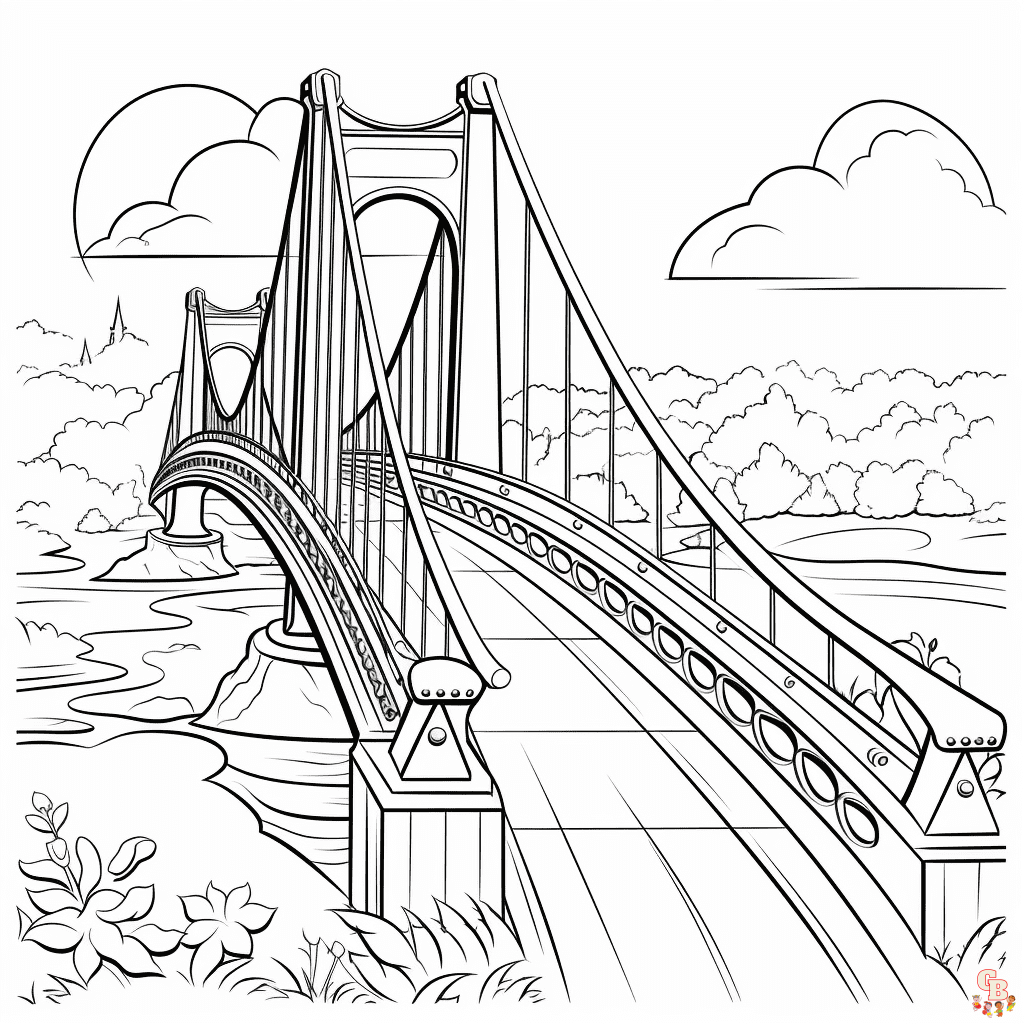 Printable Bridge coloring sheets