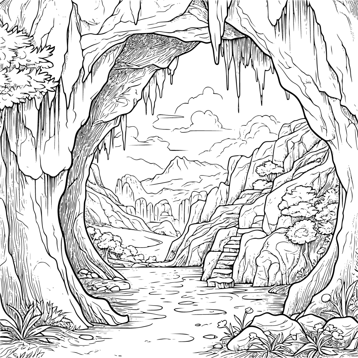 Printable Cave Coloring Pages Free For Kids And Adults