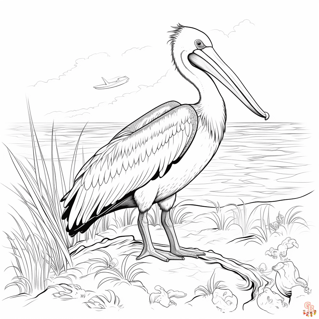 Printable Pelican coloring sheets