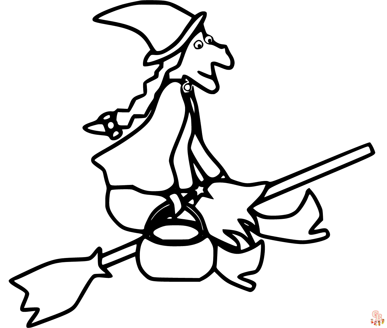 Printable Room on the Broom coloring sheets